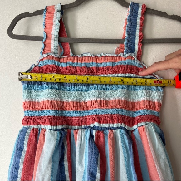 Cat & Jack Girls Striped Sundress 10/12 | Multicolor Smocked Cotton Summer Dress - Picture 4 of 7